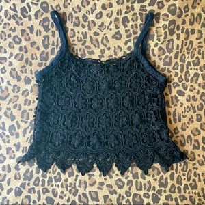 Black Crocheted Crop Top